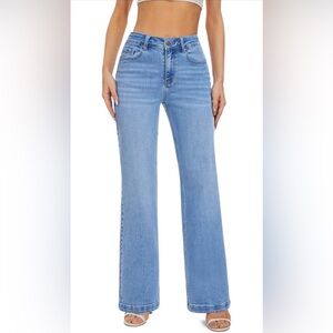 High Waisted Wide Leg Baggy Stretch Denim Jeans